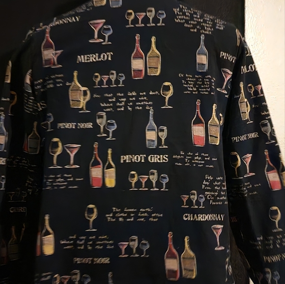 Vintage Jess & Jane French Terry Jacket Small Zip Front Wine Bottle Theme Blue - Picture 4 of 8